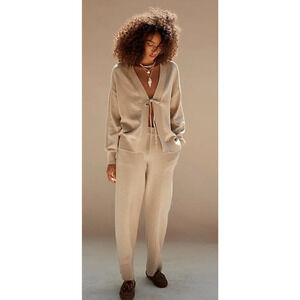 NEW FREE PEOPLE OATMEAL HEATHER SOLAR SWEATER PANTS SET SZ L